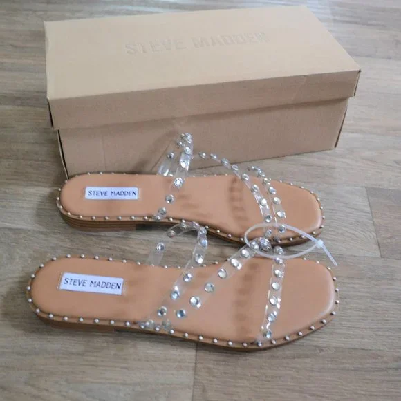NWT Steve Madden Skyler Crystal Studded Strappy Sandals - Picture 2 of 3